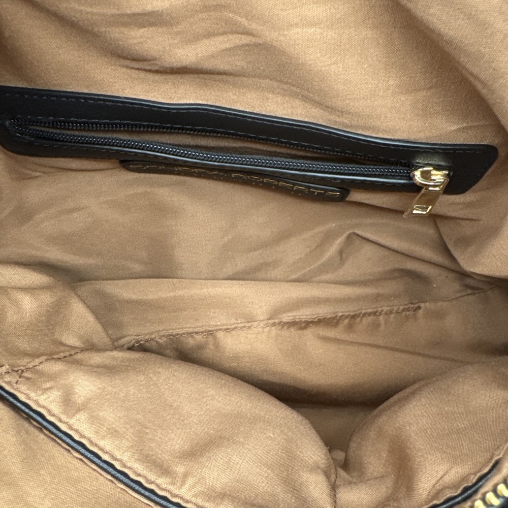 Sondra Roberts Large Black Pebbled Zip Top Tote Lined Inner Pockets Quiet Luxury - Picture 7 of 11
